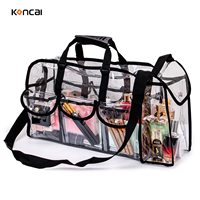 Grande capacité, sac transparent en vinyle durable avec poignée souple, trousse de maquillage tendance, plusieurs poches, motif bonbons, étui cosmétique de voyage