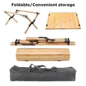 HOMFUL Configuration Simple Court Table De <span class=keywords><strong>Camping</strong></span> Table Pliante en <span class=keywords><strong>Bois</strong></span> pour la <span class=keywords><strong>plage</strong></span>, pique-nique, camp ou comme cadeau - Product Image 5