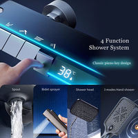 Ensemble de douche mural LED numérique le plus vendu pour salle de bain, système de douche complet en cuivre, robinet de douche intelligent gris