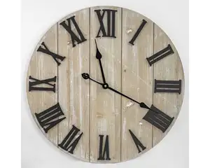 लकड़ी की दीवार घड़ी गोल आकार व्यथित विंटेज सजावटी दुनिया समय घड़ी