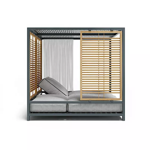 Luxury Poolside <strong>Outdoor</strong> Lounge Bed Teak Back Garden <strong>Canopy</strong> Bed and Cabanas <strong>with</strong> Waterproof Cushion Aluminum <strong>Daybed</strong> - Product Image 3
