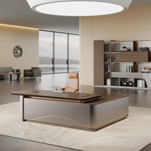 Mobilier moderne de bureau en bois convertible de luxe Table de travail pour directeur de patron Design élégant Style pour le grand patron - Product Image 6