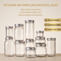 Stoples Kaca Mewah dengan Logo Custom, Ukuran 100ml, 500ml, 1000ml, Dilengkapi Tutup Kedap Udara, untuk Saus, Makanan, Selai, Madu