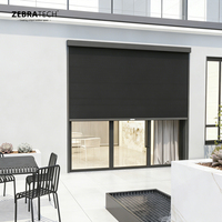 Stores enroulables horizontaux en tissu sans fil pour l'extérieur, manuels, avec fermeture éclair, pour pergola, auvent, coupe-vent, imperméable, pare-soleil, mariage