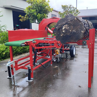 Mesin hutan elektrik 35T prosesor kayu bakar pembagi Log hidrolik dengan konveyor Log