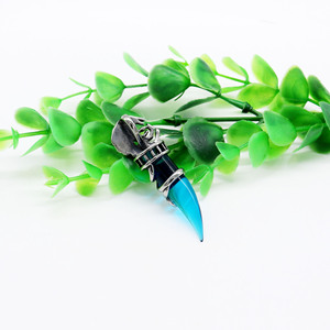 Collar yunnique de acero inoxidable con colgante de diente de lobo, collar azul y negro para hombre, joyería de animales a la moda, diseño geométrico GZP0661A - Product Image 4