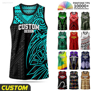 カスタム昇華プリント ポリネシア サモア フィジー クキス キウイ トンガ 部族トレーニング タンクトップ アイランドデザイン バスケットボール ジャージ シングル - Product Image 1