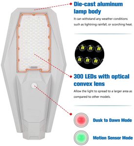 Lampadaire solaire LED 5000K IP65 en alliage d'aluminium, cellule solaire mono-Si, durée de vie de 50 000 heures, montage mural - Product Image 4