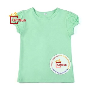 Maglietta per Bambina con Maniche a Sbuffo in Poliestere 100% per Sublimazione, Abbigliamento per Bambini OEM, <span class=keywords><strong>T</strong></span>-<span class=keywords><strong>shirt</strong></span> per Bambine - Product Image 4