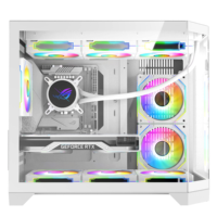 Gabinete para PC Gaming con Panel de Vidrio para Pecera, Torres y Cajas de Computadora, Gabinete MATX para Juegos con 3 Lados de Vidrio Templado