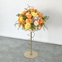 Arrangement floral moderne en soie jaune, 60 cm de haut, sur support métallique, centre de table en fleurs artificielles pour mariage, allée de cérémonie, banquet, événement