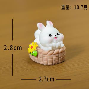 Conejito de Dibujos Animados en Miniatura, Adorable Conejo con Cola Grande para Decoración del Hogar, Manualidades de Resina, Accesorios Pequeños - Product Image 6
