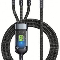 Câble USB 3-en-1 Data Line 100W Lumineux de Nuit pour iPhone Android Type C Multifonction Un Câble Trois Appareils 1,2m