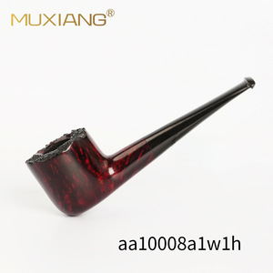 Tobacco Pipe Straight Type Red Briarwood With Black Vulcanized Rubber Mouthpiece 9mm Filter Element - Product Image 4