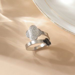Anillos de Joyería de Moda de Acero Inoxidable con Diseño Religioso Islámico Musulmán, con los Mantras Clover Sabr Shukr Tawakkul (Paciencia, Gratitud, Confianza), Venta al por Mayor para Eid - Product Image 4