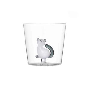 Gobelet en <span class=keywords><strong>verre</strong></span> borosilicate personnalisé résistant à la chaleur avec <span class=keywords><strong>verre</strong></span> 3D fait à la main chat animaux Figurine - Product Image 1
