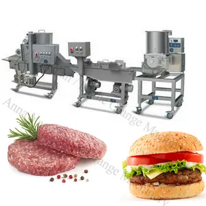 Automatic minced meat patty forming and coating production line