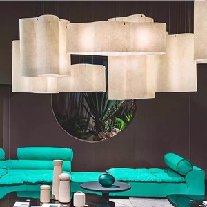 Lustres design style Wabi Sabi, ovales, avec douille E27, alimentation électrique, pour hôtel, hall, restaurant, club, salle d'exposition, éclairage décoratif - Product Image 2