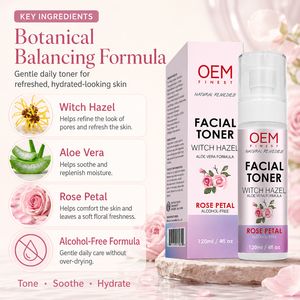 Tonique à la hamamélis et aux pétales de rose naturels avec <span class=keywords><strong>aloe</strong></span> <span class=keywords><strong>vera</strong></span>, formule douce sans alcool pour apaiser et équilibrer la peau - Product Image 3