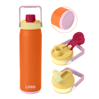 Bouteille isotherme sport en acier inoxydable 304, 600 ml/750 ml, à double paroi sous vide, avec poignée, design à 2 couvercles, impression personnalisée BSCI, écologique