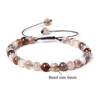 Bracelet en cristal perlé en pierre naturelle de 6mm fait à la main bijoux de mode à la mode pour femmes hommes Bracelet en pierre précieuse en forme de boule réglable