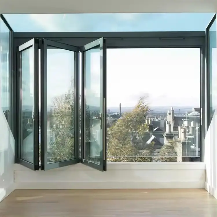 Hot Style design wholesale commercial use bifold folding glass windows horizontal aluminium bifold window