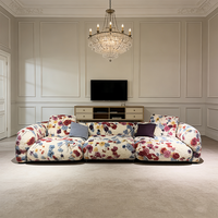 Italienisches Designer-Blumensofa-Set Einzigartig Bedruckter Plüschstoff Sektionale Couches Komfortabler Ästhetischer Lounge-Sitzsack