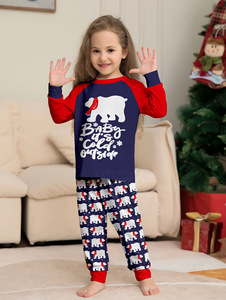 Pijamas Casuales de Dos Piezas para Madre e Hija, Estampado de Oso de Dibujos Animados, Transpirables, Manga Larga, Cintura Elástica, con Logotipo Frontal, para Otoño - Product Image 4