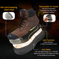 Bottes de travail noires personnalisées S3 Bottes de travail de sécurité industrielle imperméables en cuir véritable pour hommes