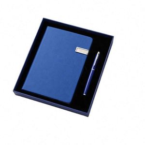 Custom Logo Luxury <b>Refillable</b> Stationery Item Notebook Gift Set Business Office USB Diary Blue Pu Leather A5 Journal With <b>Pen</b> - Product Image 2