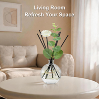 Diffuseur d'arômes pour la maison, bouteille en verre de 100 ml avec fleurs artificielles, bâtonnets en rotin d'eucalyptus, décoration, cadeau pour la chambre à coucher, le bureau