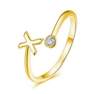 Anillos finos de Plata de Ley 925 chapados en oro para mujer, anillo con letra inicial del alfabeto, ajustable, apilable - Product Image 4