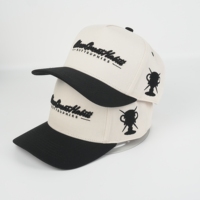 Groothandel OEM Custom Logo 5-Panel Gebogen Klep Baseball Pet 100% Katoen Unisex Platte Borduring Tweekleurig
