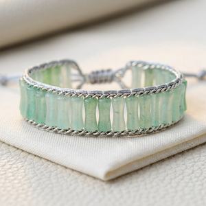 Iron & Natural Stone Bohemian Heart Handmade Beaded Woven Wrap Bracelet with Agate & Turquoise Unisex Gift - Product Image 1