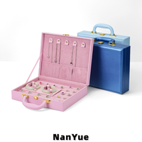 Boîte à bijoux multifonctionnelle en cuir PU, grande capacité, pour colliers, bagues, boucles d'oreilles, bracelets, avec logo personnalisé