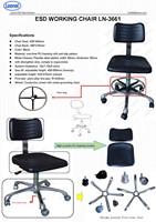 Chaise antistatique industrielle en vinyle et cuir pour salle blanche, hôpital, laboratoire, avec roulettes, réglable