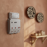 JINAOJA-RB02 Caja de Distribución Impermeable IP54 de ABS, Montada en Pared, Precableada, 2 Tomas, 230 V, 16 A, para Uso Doméstico