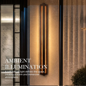 Applique murale LED surdimensionnée à bandes verticales, lumière chaude, boîtier métallique, pour entrée de villa, hall d'hôtel, décoration murale intérieure et extérieure - Product Image 1