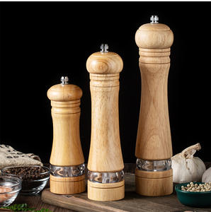 Ensemble moulin à sel et à poivre en bois avec logo personnalisé, moulin à poivre en bois à broyage manuel pour accessoires de cuisine - Product Image 3