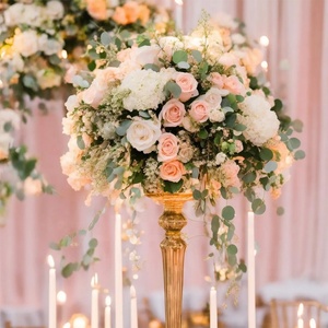 Alta calidad 50Cm seda Tropical Rosa hojas de eucalipto flor Centro bola naranja boda <span class=keywords><strong>centros</strong></span> de mesa flor bola para boda - Product Image 6