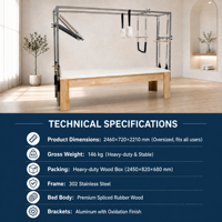 Table de Pilates Cadillac Trapeze Professionnelle en Bois d'Érable, Équipement de Studio Commercial Certifié CE SGS, Prix d'Usine Chêne/Érable