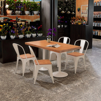 Ensemble de chaise de Table à manger carrée moderne nordique Art de fer commercial en bois massif pour café Internet magasin de thé au lait Restaurant loisirs
