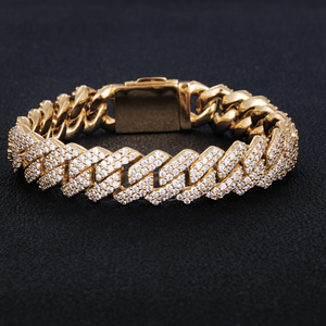 Bracelet cubain de luxe en argent 925 plaqué rhodium avec moissanite, haute performance lumineuse, ajustement confortable - Meilleur rapport qualité-prix - Product Image 1