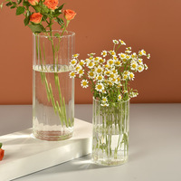 Vase Cylindrique Artistique en Verre Transparent, Décoration Traditionnelle pour la Maison, Centre de Table de Mariage, Vase à Fleurs en Verre