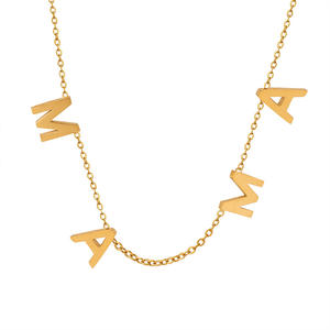 Nuova vendita calda per la festa della mamma placcato in acciaio inossidabile 18K oro genuino con monogramma alla moda con catena - Product Image 1