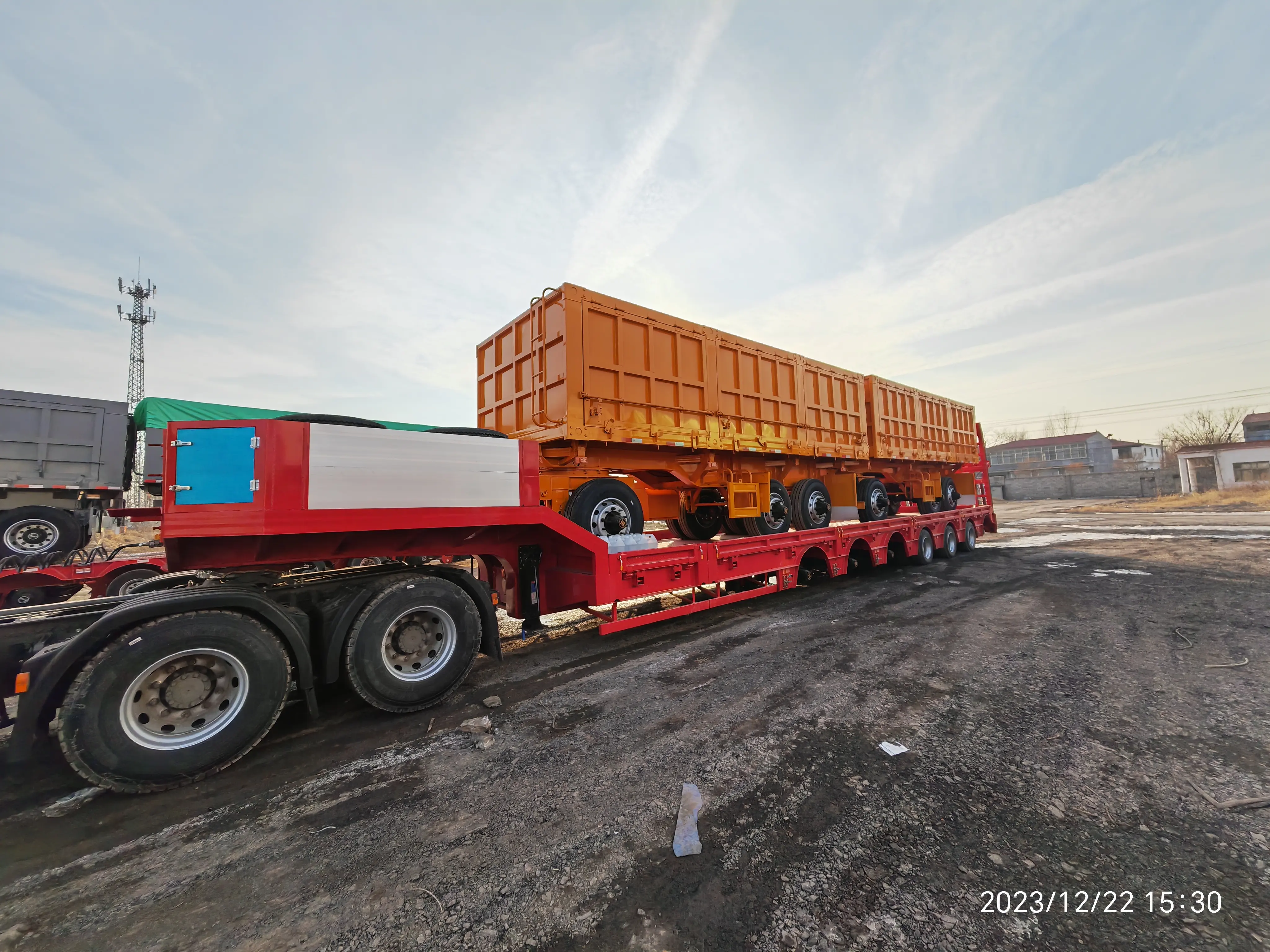 3 차축 60 톤 트럭 트레일러 사용 트레일러 트럭 헤드 트럭 팁 트레일러