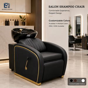 Modern Reclining Shampoo Chair with Ceramic Basin and Metal Frame Multifunctional Hair Washing <b>Bed</b> for Salon Use - Product Image 1
