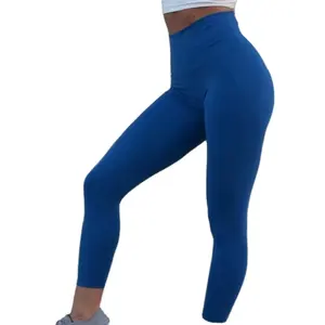 Calças de ginástica esportivas sem costura para mulheres, leggings esportivas flexíveis de cintura alta baratas e de quatro vias, novidade para academia