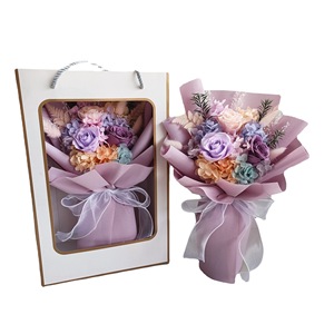 Vente en gros <span class=keywords><strong>Bouquet</strong></span> de roses conservées naturelles, Arrangement floral d'hortensia conservé, <span class=keywords><strong>Bouquet</strong></span> de <span class=keywords><strong>fleurs</strong></span> séchées naturelles - Product Image 1