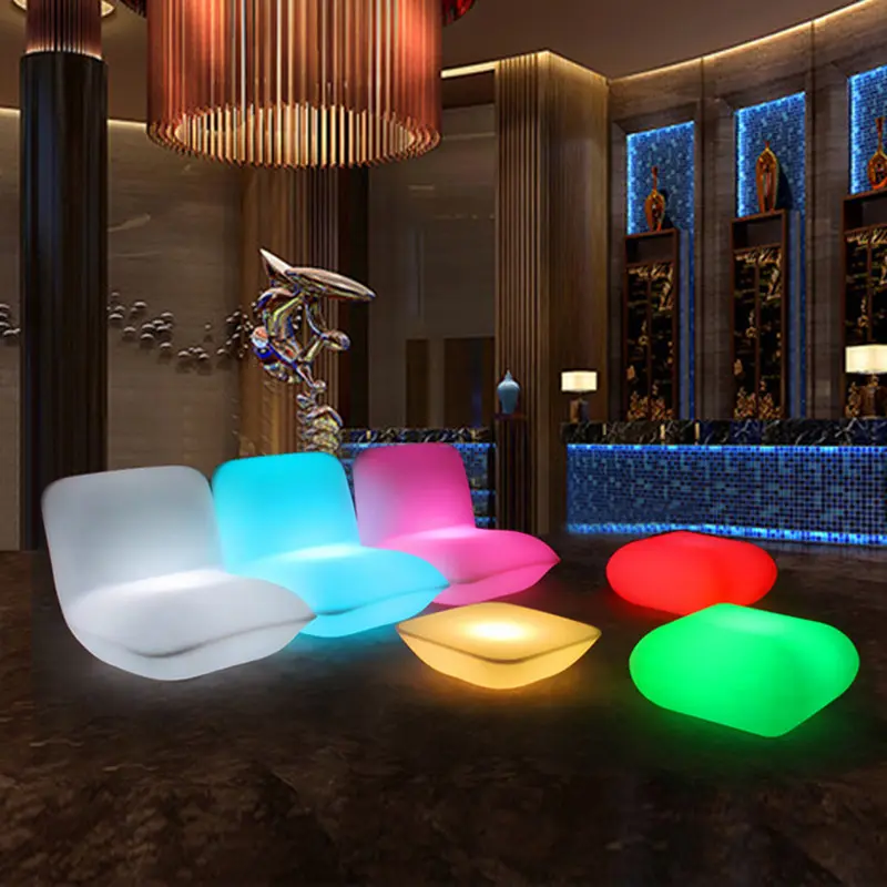 remote control rgb color changing battery rechargeable plastic illuminated cube seat outdoor bar nightclub led cube chair light